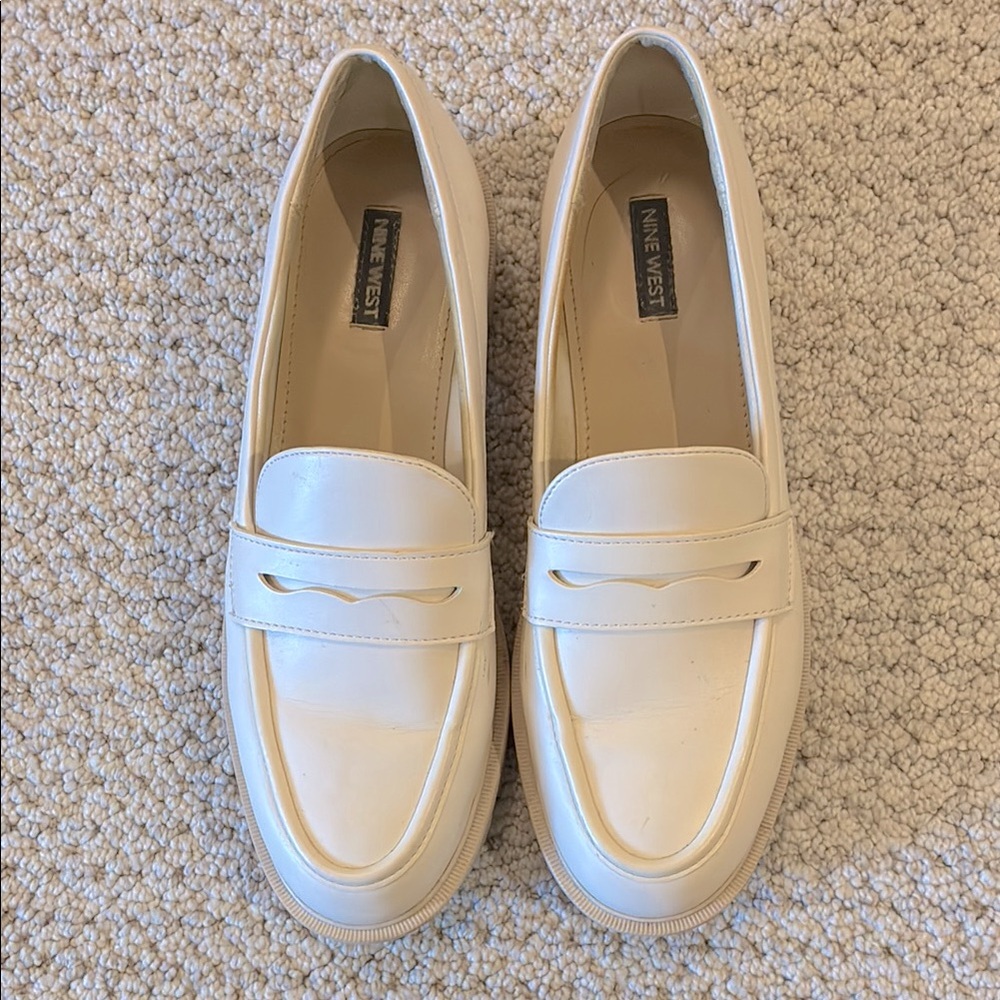 Nine West Cream Leather Penny Loafers